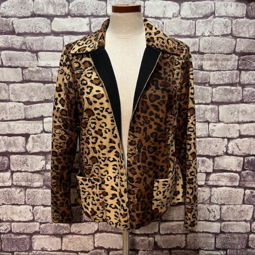 Tan Jay Black, Brown & Beige Animal Print Jacket Size 10